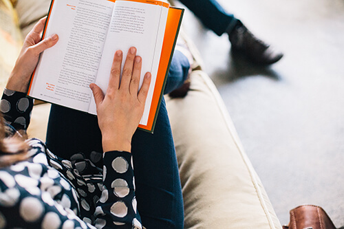 person reading a book